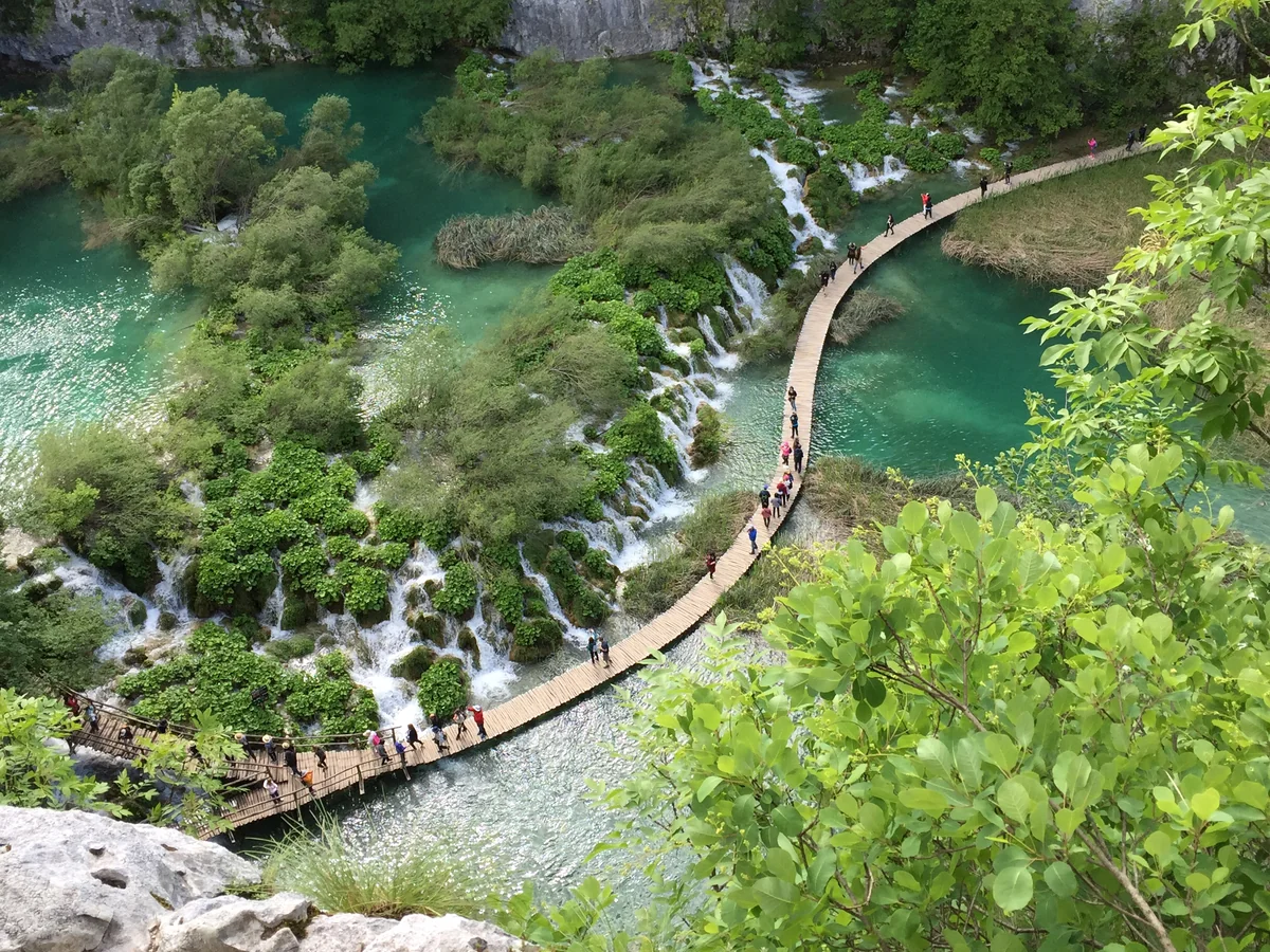 Spring greenery around the waterfalls at Plitvice Lakes