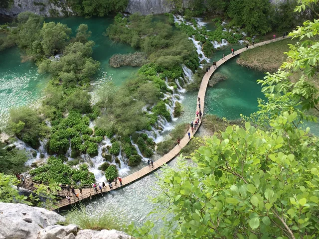 Spring greenery around the waterfalls at Plitvice Lakes
